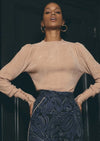 Celia Button Cuff Knit Top - Bourbon