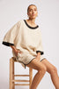 Maris Relaxed Spliced Top - Tusk/Black