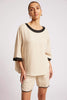Maris Relaxed Spliced Top - Tusk/Black
