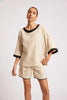 Maris Relaxed Spliced Top - Tusk/Black