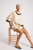 Maris Relaxed Spliced Top - Tusk/Black