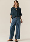 Adel Scarf Top - Green/Ink Stripe