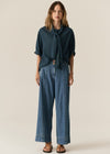 Adel Scarf Top - Green/Ink Stripe