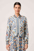 Aurora Reversible Fringe Jacket - Petinos Floros/Blue Ash