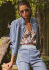 Aurora Reversible Fringe Jacket - Petinos Floros/Blue Ash