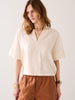 V Neck Linen Blend Top - Ivory