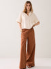 V Neck Linen Blend Top - Ivory