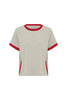 Rania Contrast Knit Tee - Flame Red