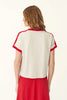 Rania Contrast Knit Tee - Flame Red