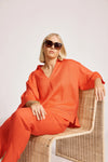 Miramar Collared Top - Coral