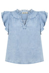 Melenia Denim Frill Top - Denim