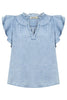 Melenia Denim Frill Top - Denim
