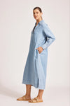 Melenia Denim Collared Dress - Denim