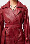 Astra Leather Trench Coat - Scarlet