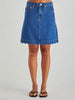 Vale Scalloped Denim Skirt - Mid Blue Wash