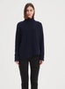 Exposed Seam Funnel Neck Knit - Navy