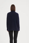 Exposed Seam Funnel Neck Knit - Navy