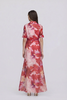Ina Maxi Shirt Dress - Red Pink Floral