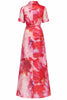 Ina Maxi Shirt Dress - Red Pink Floral