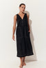 Iris Linen Midi Dress - Black