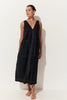 Iris Linen Midi Dress - Black