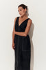 Iris Linen Midi Dress - Black
