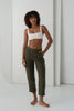 Emer Linen Cropped Pant - Khaki