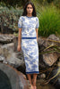 Bleu Print Skirt - Blue/White