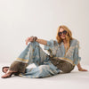 Trousers Palm Tree Print - Glacier Blue