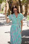 Portia Dress - Jade Stripe