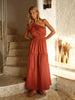 Seraphina One Shoulder Maxi Dress - Red Clay
