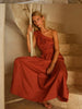 Seraphina One Shoulder Maxi Dress - Red Clay