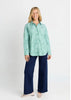 Sage Cotton Shirt - Green Stripe