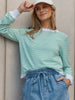 Scallop Knit Sweater - Green Stripe