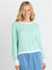 Scallop Knit Sweater - Green Stripe