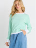 Scallop Knit Sweater - Green Stripe