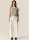 Jules Knit Tee - Green/Ivory