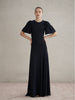 Fluted Como Maxi Dress - Navy Metallic