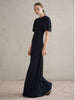 Fluted Como Maxi Dress - Navy Metallic