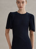 Fluted Como Maxi Dress - Navy Metallic