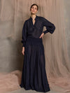 Palma Shirred Waist Maxi Skirt - Navy