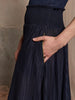 Palma Shirred Waist Maxi Skirt - Navy