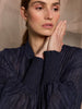 Rea Shirred Cuff Blouse - Navy