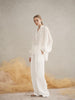 Rea Embroidered Shirred Cuff Blouse - White