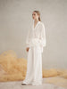 Rea Embroidered Shirred Cuff Blouse - White
