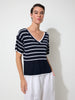 Two Way Stripe Knit Tee - Ink/White