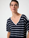 Two Way Stripe Knit Tee - Ink/White