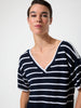 Two Way Stripe Knit Tee - Ink/White