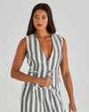 Nevada Vest - Cream/Black Stripe