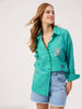 Mykonos Embroidered Stripe Shirt - Green